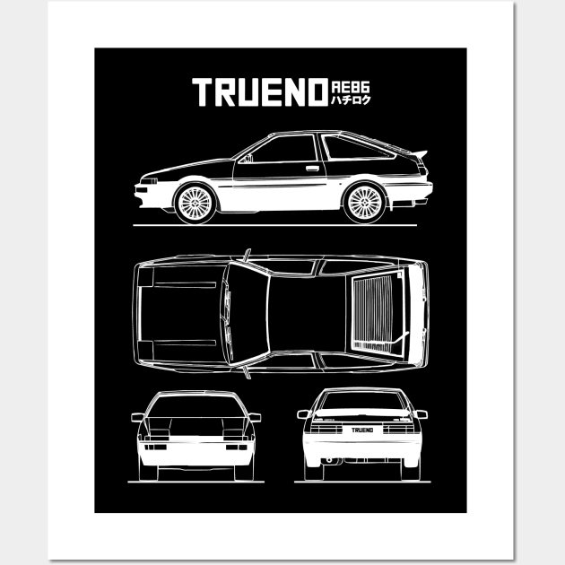 AE86 Toyota Trueno Blueprint Wall Art by Industree Designs